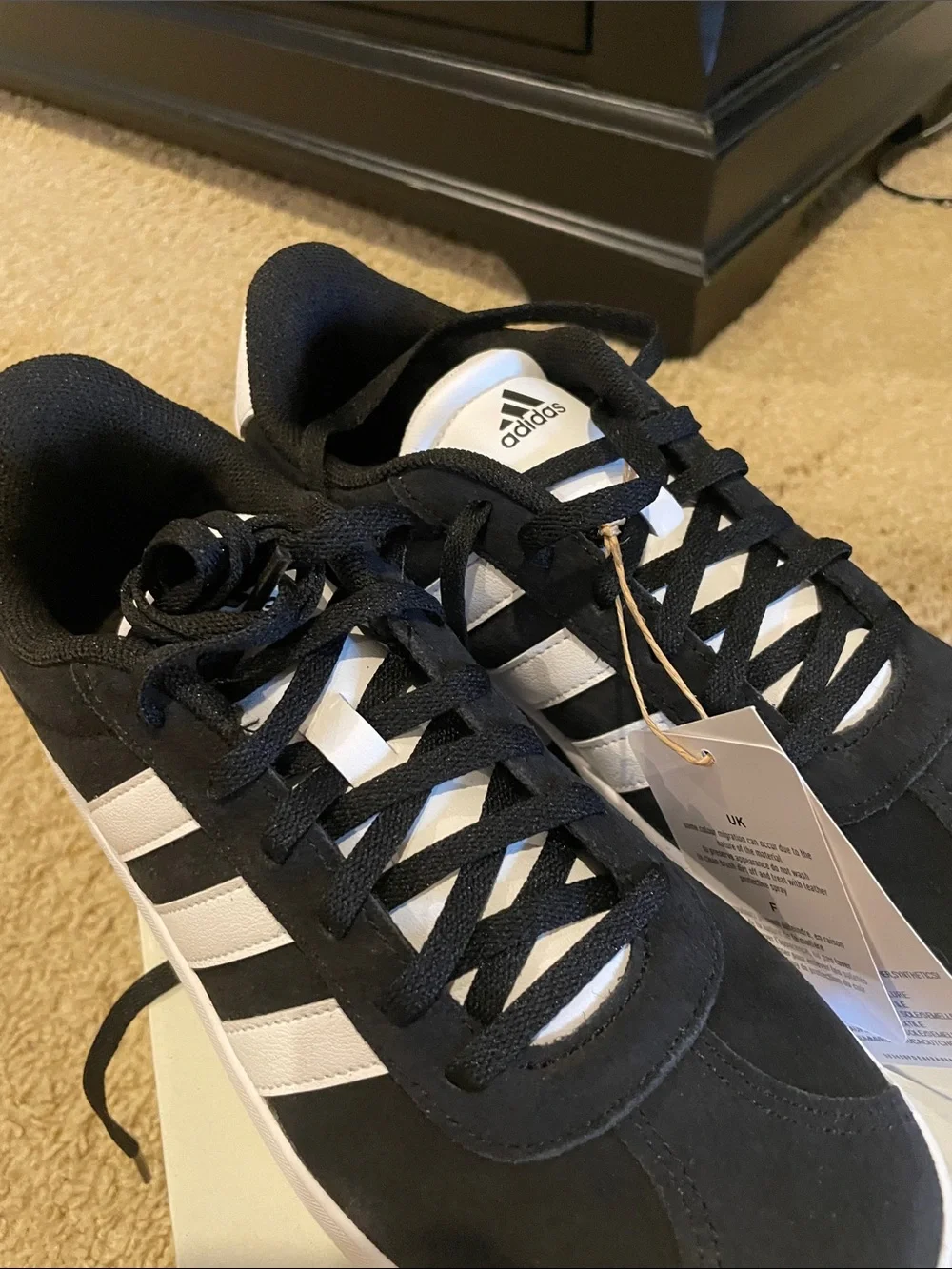 NIB- adidas Black & White Court-Style Sneakers- kids 4